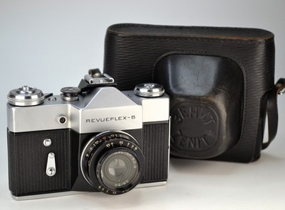 RARE EXPORT! 1970 SOVIET USSR ''REVUEFLEX B'' SLR camera + INDUSTAR-50-2 LENS M42
