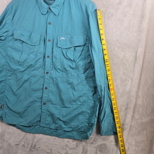 Simms Guide Shirt Mens XL Fishing Performance Button Up Outdoor Turquoise - Picture 6 of 9