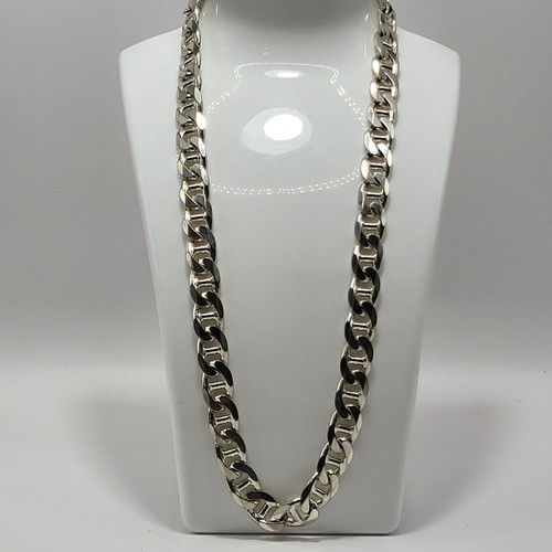 Vintage Anchor Mariner Chain Necklace 100 Grams! 10.88 mm Sterling Silver SZ 20" - Picture 2 of 9