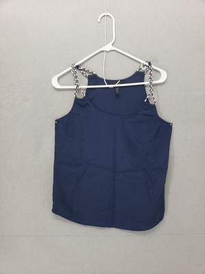 #ad Jessica Simpson Tank Top Women Medium Navy Sleeveless Braided Strap Blouse $19.99