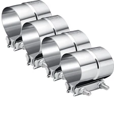 4pcs 3.5 inch Stainless Steel Lap Joint Band Exhaust Clamp Sleeve Coupler T-304