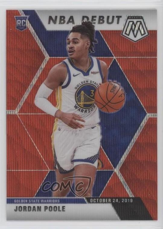 2019-20 Panini Mosaic NBA Debut Tmall Red Wave Prizm Jordan Poole #261 Rookie RC