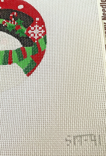 Needlepoint Hand Stitch Painted Canvas Snowman Waving Ornament SM41 New - Picture 3 of 3