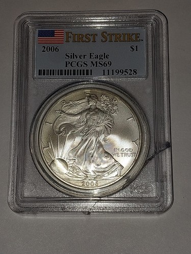 2006 Silver American Eagle MS-69 PCGS (First Strike) - Has A Crack Slab