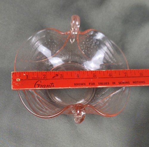 Vintage Fenton Pink Glass Double Swan Handle Art Deco Bowl Candy Trinket Dish - Picture 10 of 11