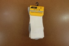 Carhartt Mens Large Shoe Size 9-11.5 White Midweight Crew Socks 3 Pair NWT Flaw
