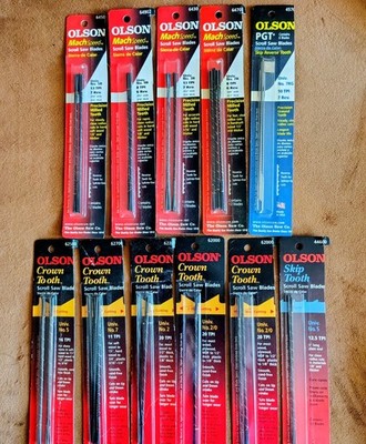 Lot of 11 Olson CROWN TOOTH / MACH SPEED / PGT Scroll Saw Blades STILL SEALED! 