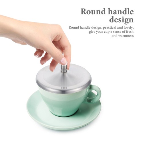Cubiertas de taza con tapa de acero inoxidable de 5 piezas para tazas tazas oficina de viajes - Imagen 11 de 12