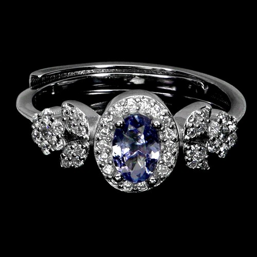 925 Sterling Silver Ring Oval Tanzanite 6x4mm Natural Gemstone Jewelry Size 6.5