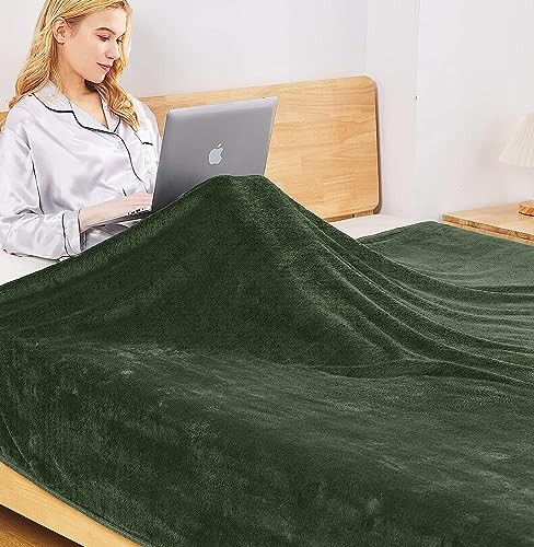 Fleece Blanket Size 350GSM Lightweight Throw for The Bed Extra Soft Queen Green - Picture 5 of 7