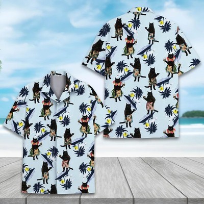 Tropical Cat Men Women Kid Aloha Summer Beach Hawaiian Shirt