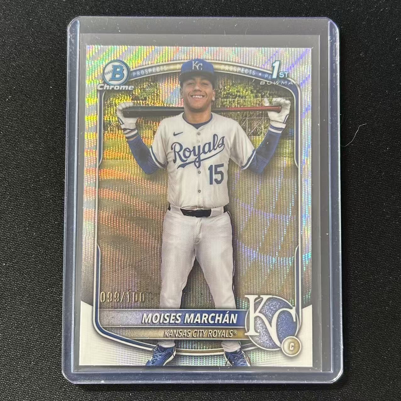 ☕️2025 BOWMAN CHROME BASEBALL PROPSECT 1ST WAVE REFRACTOR /100 MOISES MARCHAN