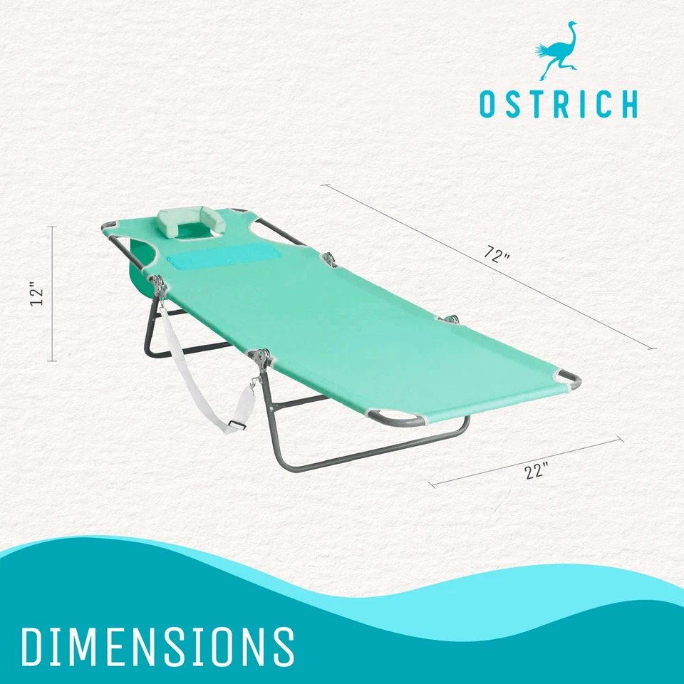 Tumbona cómoda de avestruz para damas, silla de bronceado portátil para playa camping piscina, verde azulado Foto 2 de 4