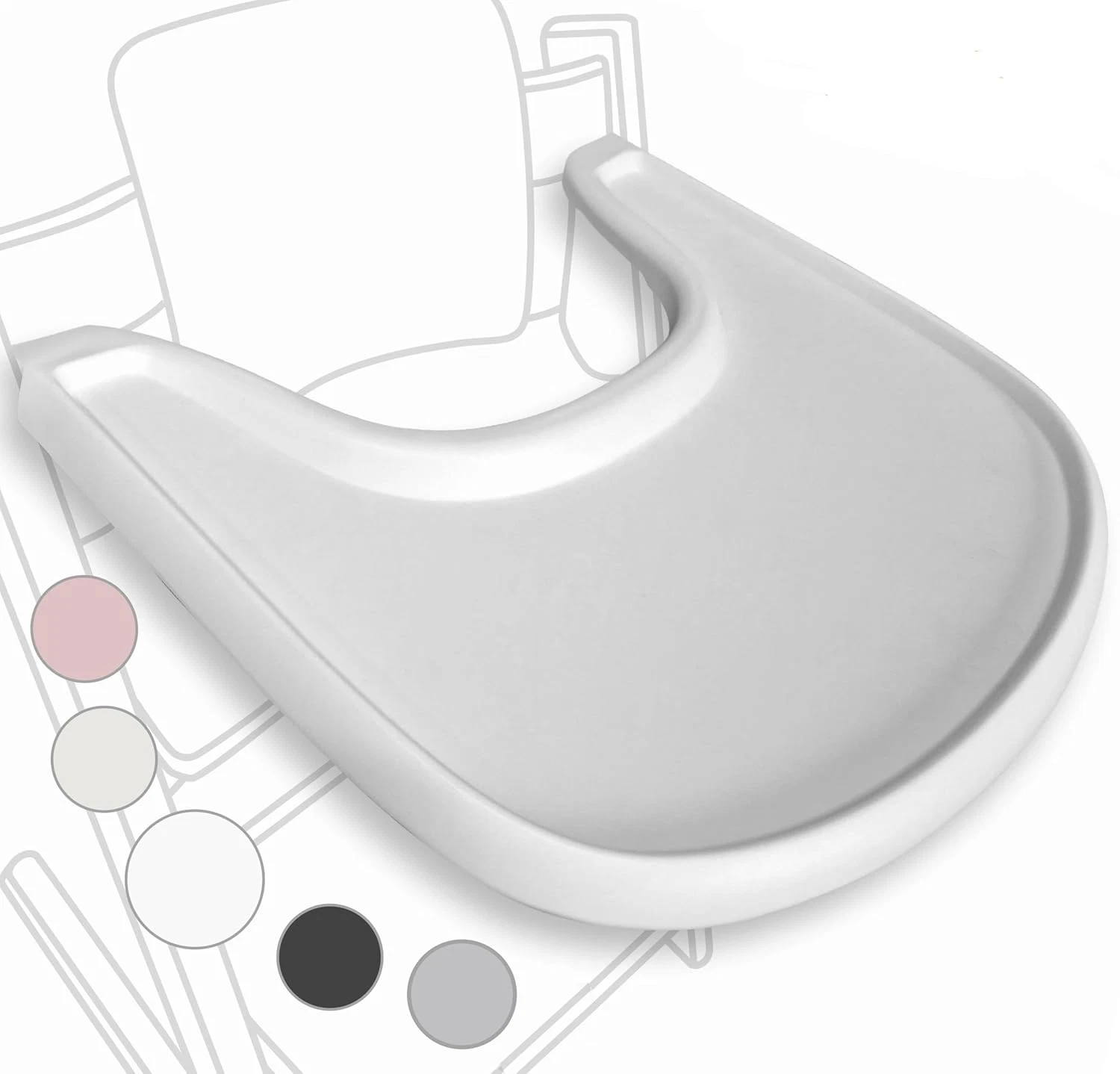 High Chair Tray Compatible with Stokke Trip Trap Chair, Matte White - Ergonomic