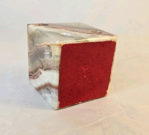 Vintage Marble Onyx Stone Dice Paperweight Desktop Pencil/pen Holder 2.75" - Picture 12 of 14