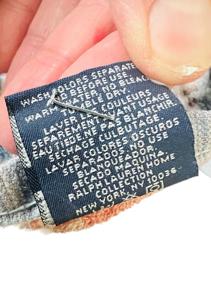 Ralph Lauren toallas de mano Santa Fe vintage azul naranja algodón diseño suroeste Foto 3 de 4