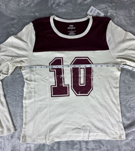 Pink Republic Long Sleeve Shirt Size XL Burgundy White Jersey Style New - Picture 4 of 9