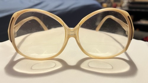 Vintage Eyeglasses Women Oval Acetate Frame Beige Peach Cream Orange Tint - Picture 3 of 19