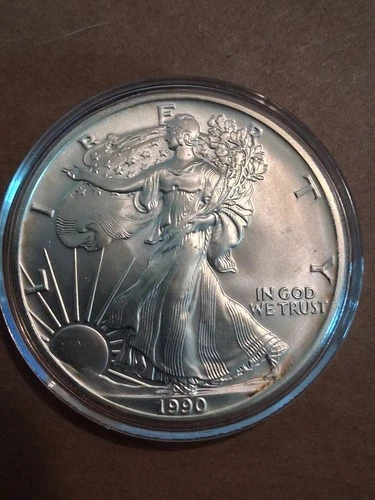 1990 American Silver Eagle, encapsulated BU (GV0019)