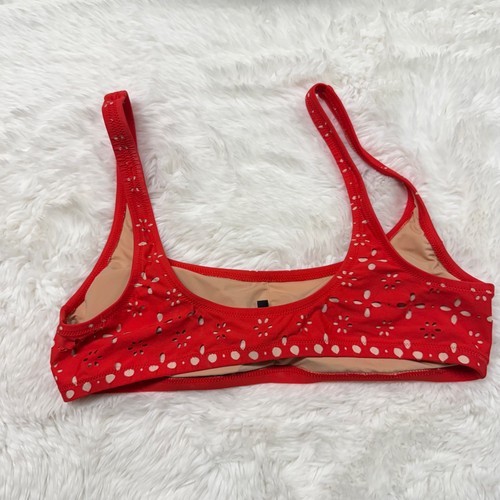 J. Top de bikini Crew para mujer talla mediana M traje de baño ojales rojo corte láser, 2895 - Imagen 3 de 7