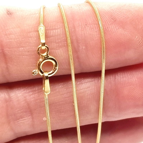 18 ct Gold Chain Necklace on 925 Sterling Silver Rounded Snake - 1mm - Picture 20 of 21