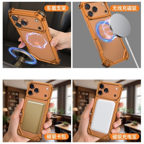 Aluminum Alloy Metal Frameless Shockproof Case For iPhone Air 17 16 15 Pro Max - Picture 9 of 27