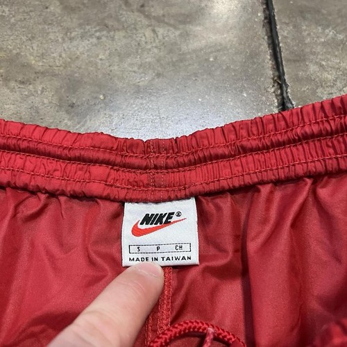 Vintage Nike Track Pants Small Red Nylon Joggers Tonal Windbreaker Swoosh 90s - Picture 6 of 6