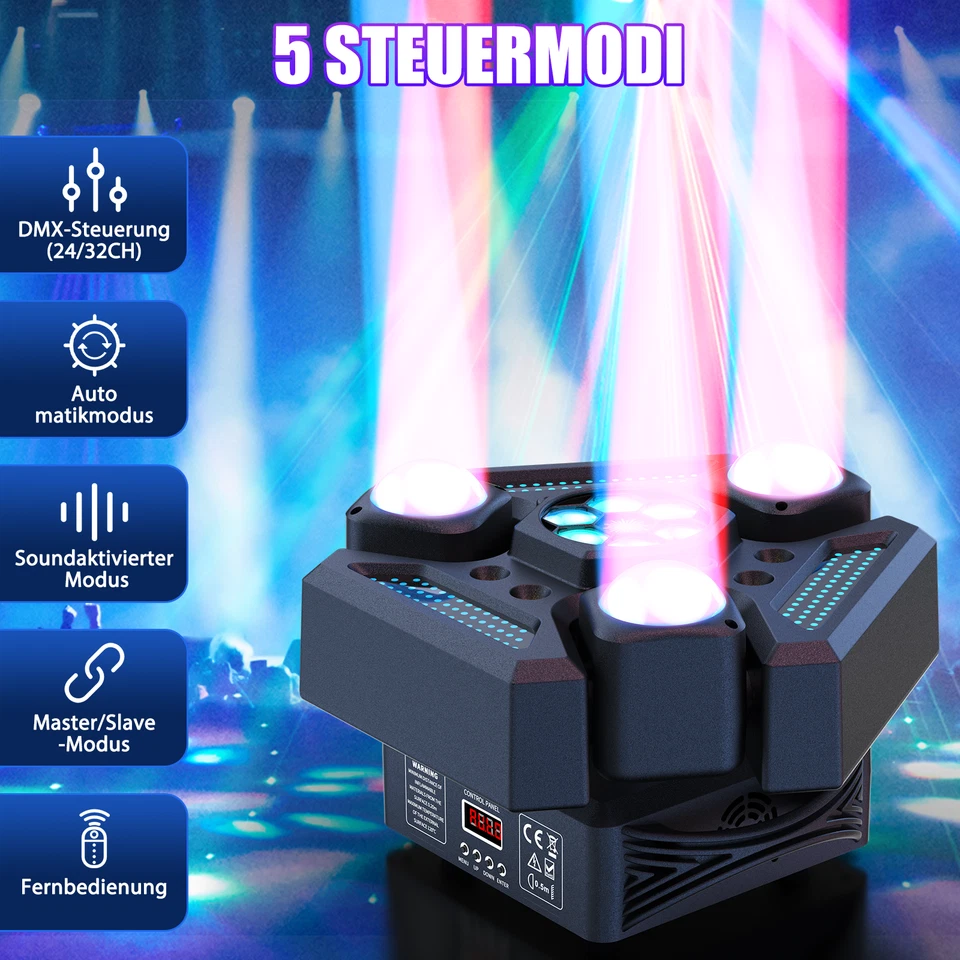 250W Moving Head Bühnenlicht DMX512 LED RGBW DJ Party Disco Licht Laser Effekt - Bild 4 von 4
