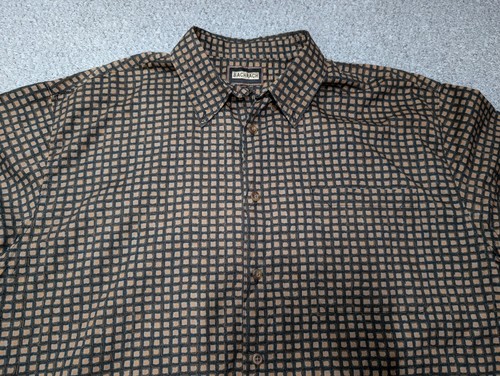 Bachrach Vintage Men's Check Geometric Print Designer Satin Button Down Shirt XL - Picture 3 of 13