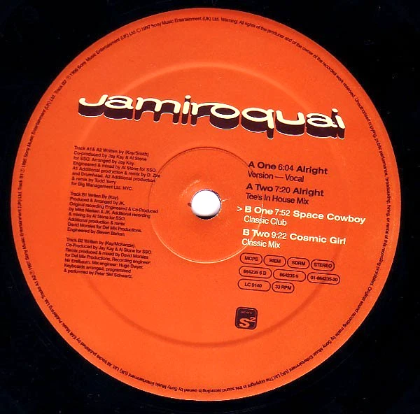 JAMIROQUAI - COSMIC GIRL / SPACE COWBOY / ALRIGHT - 12” VINYL RECORD - HOUSE DJ Foto 3 de 4
