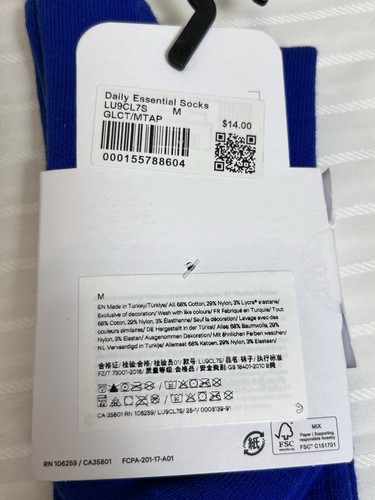 Neu mit Etikett $ 28 lululemon Daily Essential Socken 2er-Pack - gelb/blau - Größe M - Bild 7 von 7