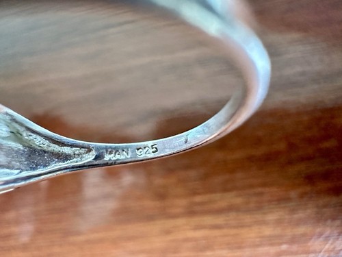 Designer Signed HAN Sterling Silver 925 Aquamarine Ring Sz 7 - Picture 4 of 7