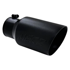 Exhaust Tip 304 SS Round Angle Cut Clamp-On Double-Wall Black Exhaust Tip 4"