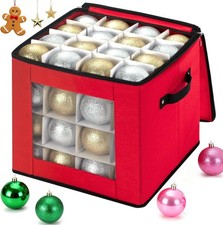 Christmas Visible Ornament Storage Box with Adjustable Dividers,Christmas Orname