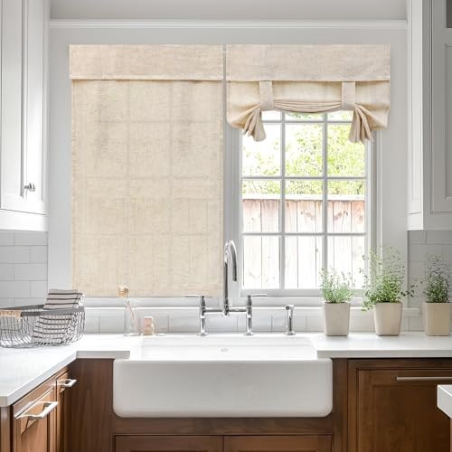 Linen French Door Curtain Sheer Blinds for Door Window Light Filtering Tie up - Picture 6 of 7