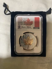 2025 REVERSE PROOF SILVER PULSATING ROSE GILT MAPLE UHR NGC PF70 FDOI Signed