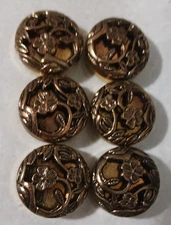 Vintage Nony New York Button Covers Goldtone Set Of Six
