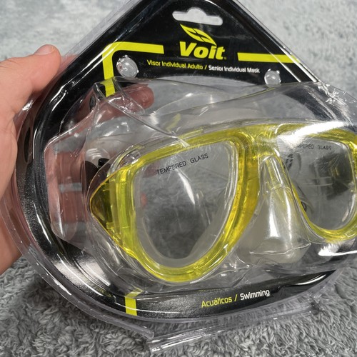 Occhiali subacquei Voit lenti vetro temperato maschera nuoto giallo NUOVI SIGILLATI - Foto 3 di 11