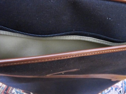 T Anthony Rolling Luggage Large Black Canvas on frame with Tan Leather - Picture 9 of 20