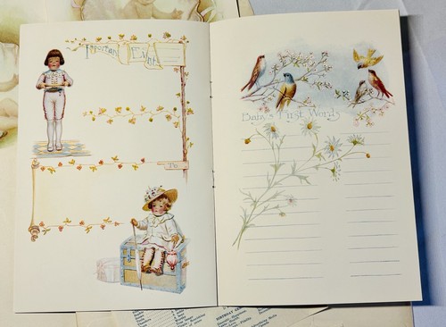 Vintage Our Babys Record Book Lot 3 Name Bedeutung Einlage unbenutzt illustriert - Bild 6 von 10