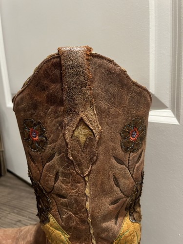 Corral Womens Brown Cognac Daisy Overlay A2048 Snip Toe Cowgirl Boots Size 8.5M - Picture 11 of 23