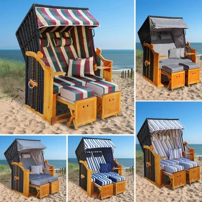 BRAST® Strandkorb Rügen Deluxe für 2 Personen | 120cm breit | Volllieger