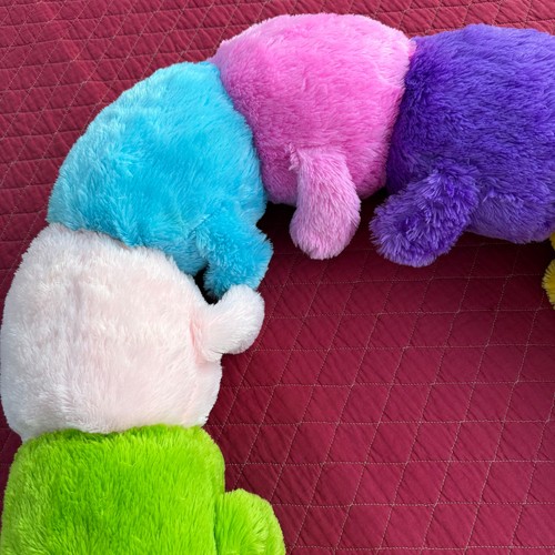 Toys R Us Jumbo Plush Stuffed Rainbow Multi-Color Caterpillar Animal Approx 8' - Picture 6 of 14