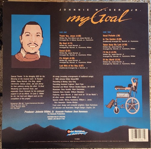 JOHNNIE WILDER JR. - My Goal - 1988 GOSPEL LP RARE! EX / EX 7-115-72036-3 - Picture 2 of 2