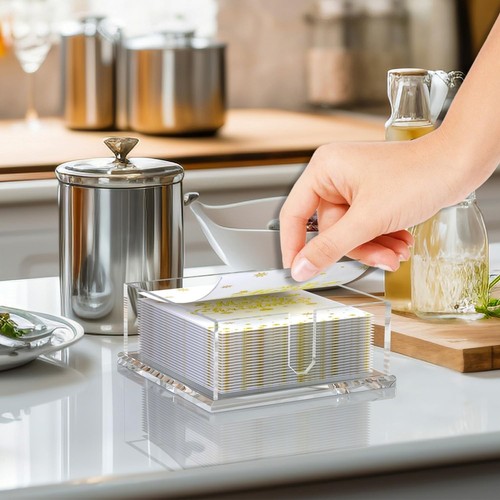 Napkin Holder for Table, Acrylic Cocktail Holder, Clear Square - Picture 2 of 9