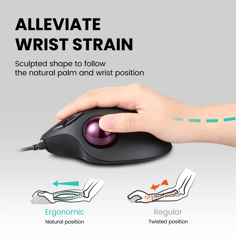 Perimice-517 Wired Trackball USB Mouse, 7 Button Design, Build-in 1.34 Inch T... - Image 4 of 4