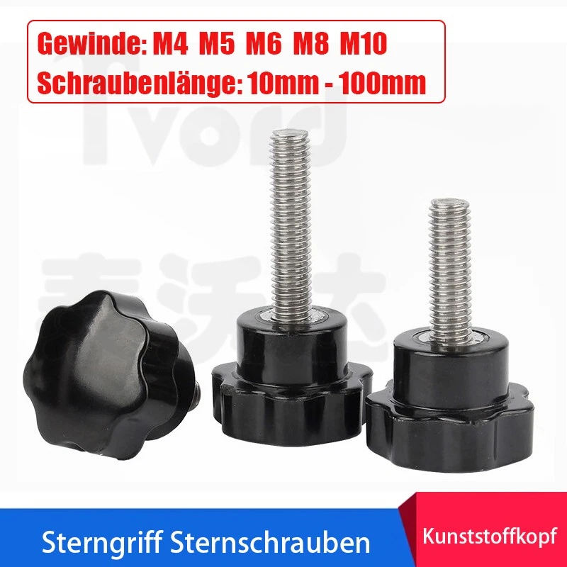 Sterngriff Sternschrauben Rändelschrauben Klemm Schrauben M4 M5 M6 M8 M10 - Bild 1 von 4