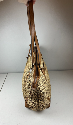 Brighton Dayton Straw Leather Tote Purse Hand Shoulder Bag MSRP $305 EUC - Picture 4 of 24