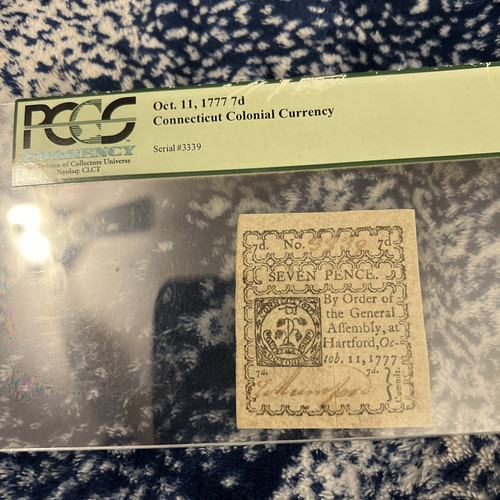Connecticut Kolonialwährung 11. Oktober 1777 Seven Pence PCGS Auswahl 55 - Bild 2 von 7