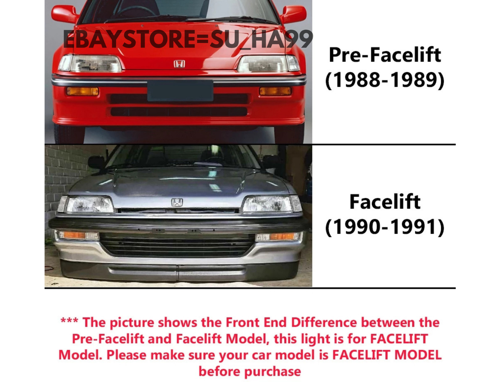 DEPO 1 Pair Headlight Lamp For Honda Civic EF ED EE EF2 EF8 EF9 1990-1991 Glass